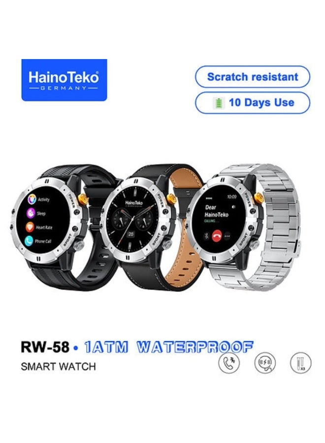 Haino Teko RW-58 Waterproof Smartwatch With Large Screen AMOLED Display 3 Interchangeable Straps and Charging Cable Designed for Men - Image 1