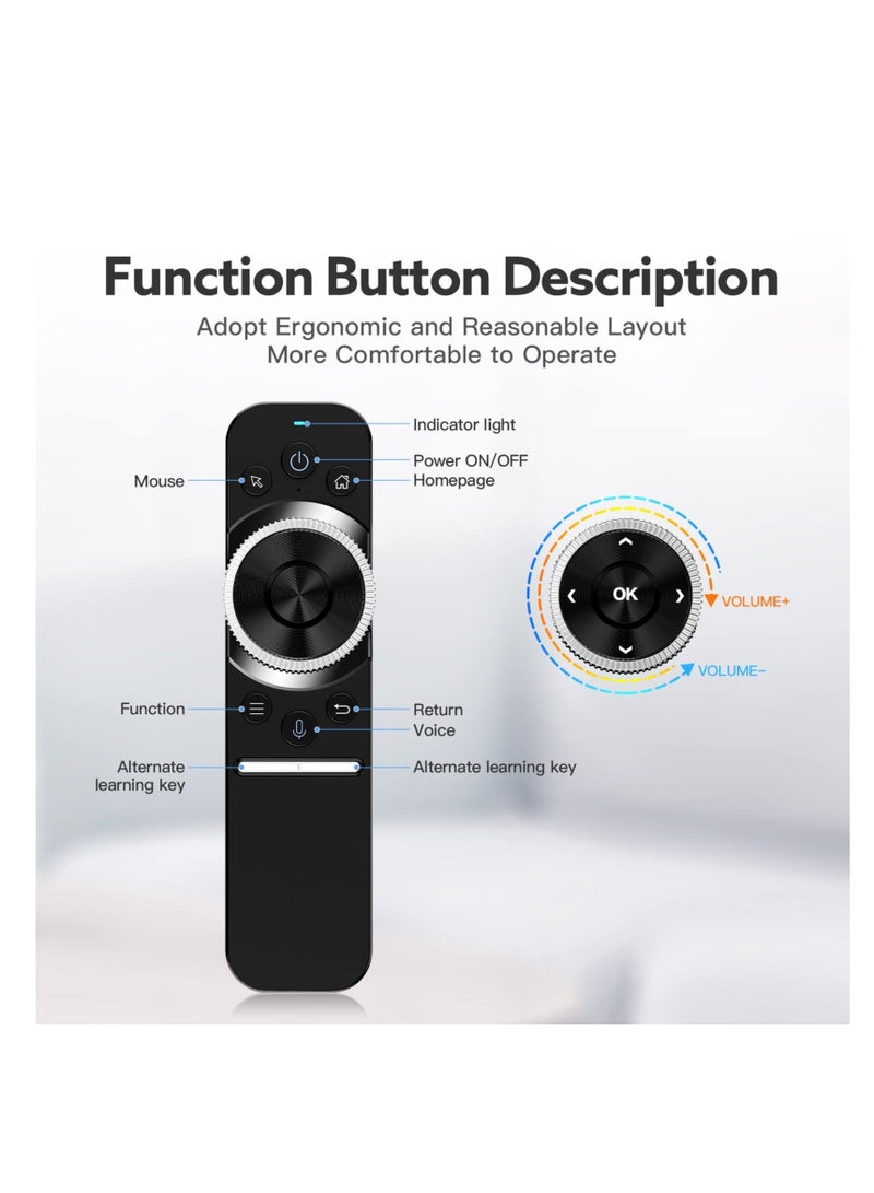 Captaintech Air Mouse Remote, W1S Universal TV Remote Control, Voice Remote, 2.4G Wireless Remote, IR/RF Remote for Nvidia Shield/Android TV Box/PC/Projector/HTPC/All-in-one PC, Ultra-Thin Body - Image 3