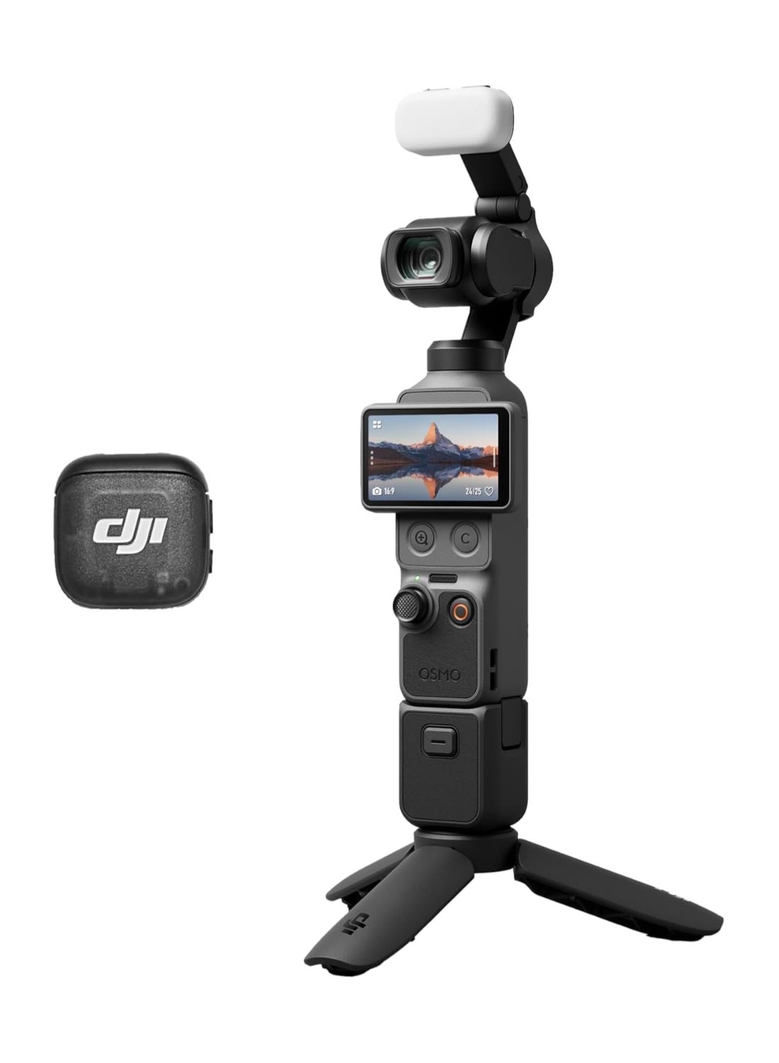dji Osmo Pocket 4 Creator Combo, Pocket Gimbal Vlog Camera, 1″ CMOS & 4K/240fps, 3-Axis, 2× Lossless Zoom, 107GB Built-in Storage, Mic 3 Transmitter, Osmo Mini Tripod Official Warranty
