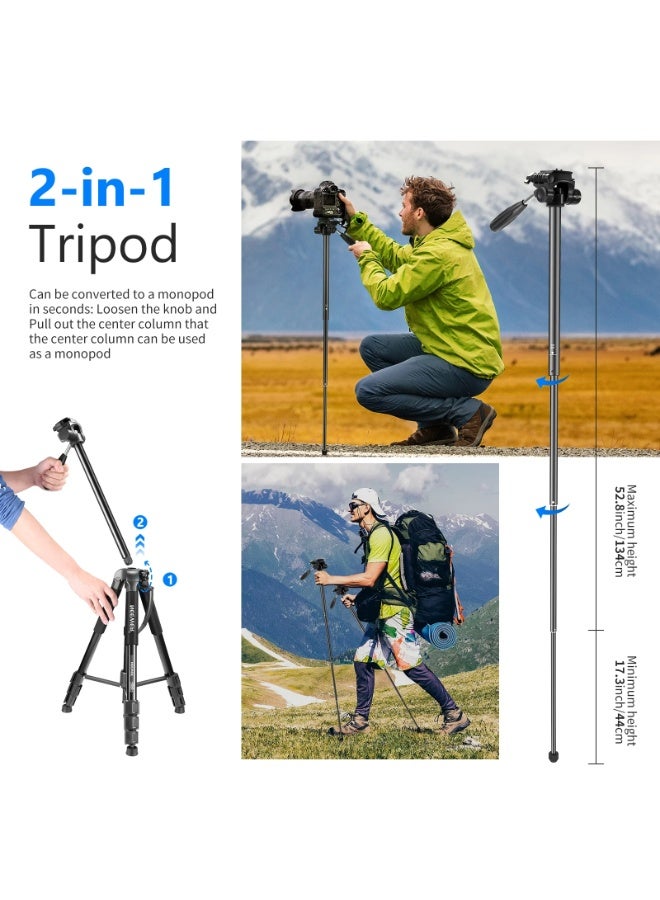 نيوير حامل ثلاثي للكاميرا من NEEWER، قابل للتحول إلى عصا أحادية، ارتفاع يصل إلى 177 سم، رأس دوار 360 درجة، خفيف الوزن ومتين، متوافق مع كاميرات DSLR من Canon وNikon وSony، مع حقيبة حمل - Image 5