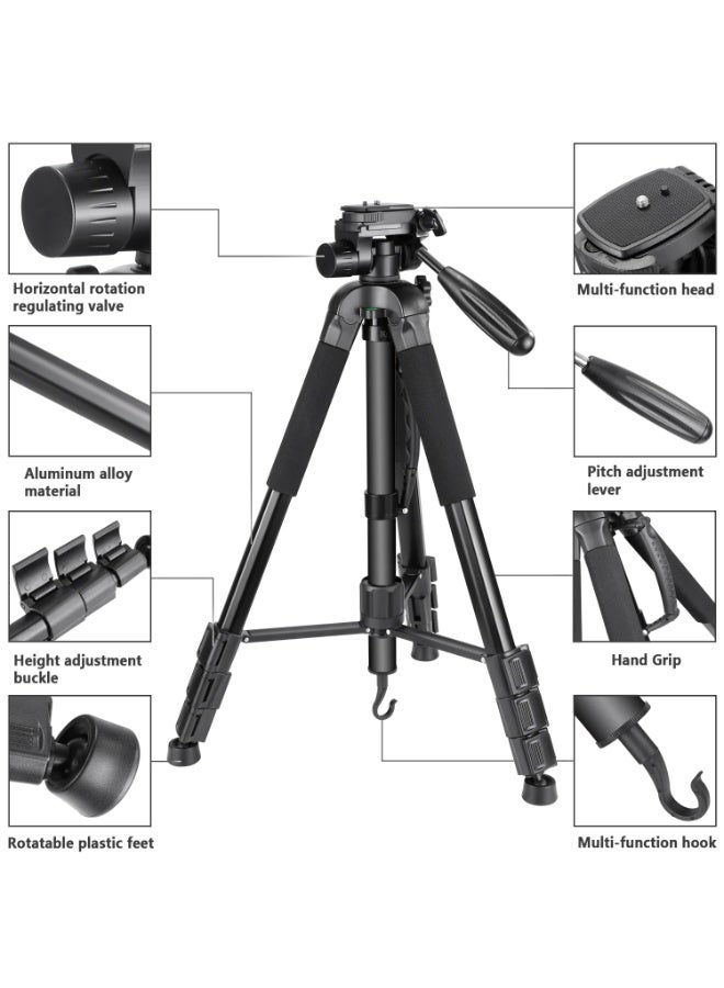 نيوير حامل ثلاثي للكاميرا من NEEWER، قابل للتحول إلى عصا أحادية، ارتفاع يصل إلى 177 سم، رأس دوار 360 درجة، خفيف الوزن ومتين، متوافق مع كاميرات DSLR من Canon وNikon وSony، مع حقيبة حمل - Image 3