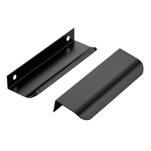 Ravinte Hardware 20 Pack Black Cabinet Handles 475 Inch 120mm Finger Edge Pulls 375 Inch Hole Center Finger Pulls for Cabinets - Image 1