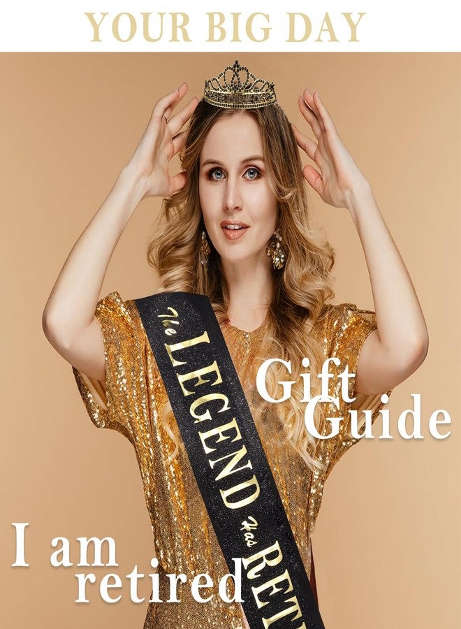 SuPoo Retirement Party Decorations Retired Sash for Women Black Gold Retired Tiara Crown Rhinestone Headband Retirement Gifts The Legend Has Retired Sash for Both Women and Men Party Supplies Favors - Image 5