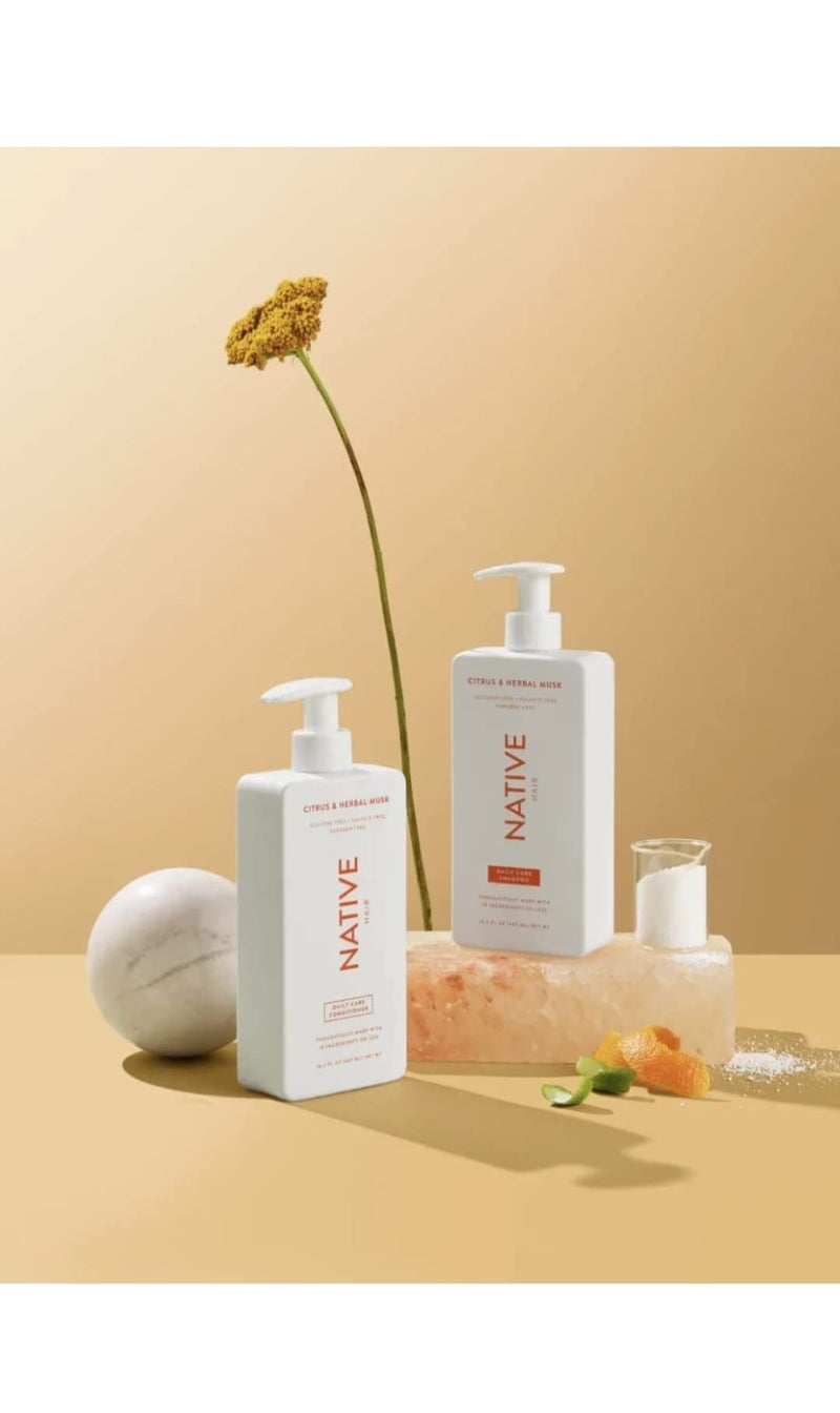 Native Citrus Herbal Musk Shampoo and Conditioner Set - Sulfate, Paraben, Dye Free, 16.5 oz (2 units, 33 Fl Oz) - Daily Cleansing, Moisturizing, Revitalizing, Strengthening Benefits for Hair - Image 4