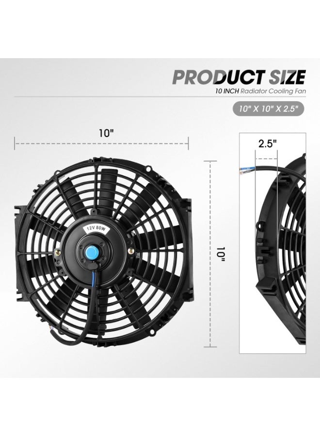 10" High Performace Electric Cooling Slim Radiator Fan w/Mounting Kit (Black) - Image 2
