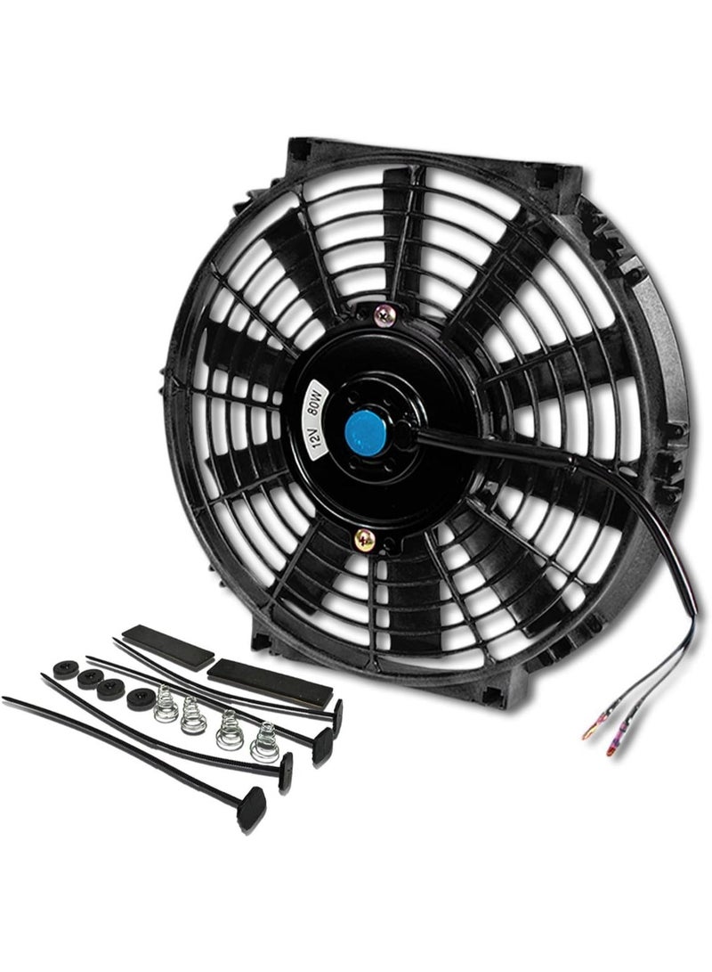 10" High Performace Electric Cooling Slim Radiator Fan w/Mounting Kit (Black) - Image 1