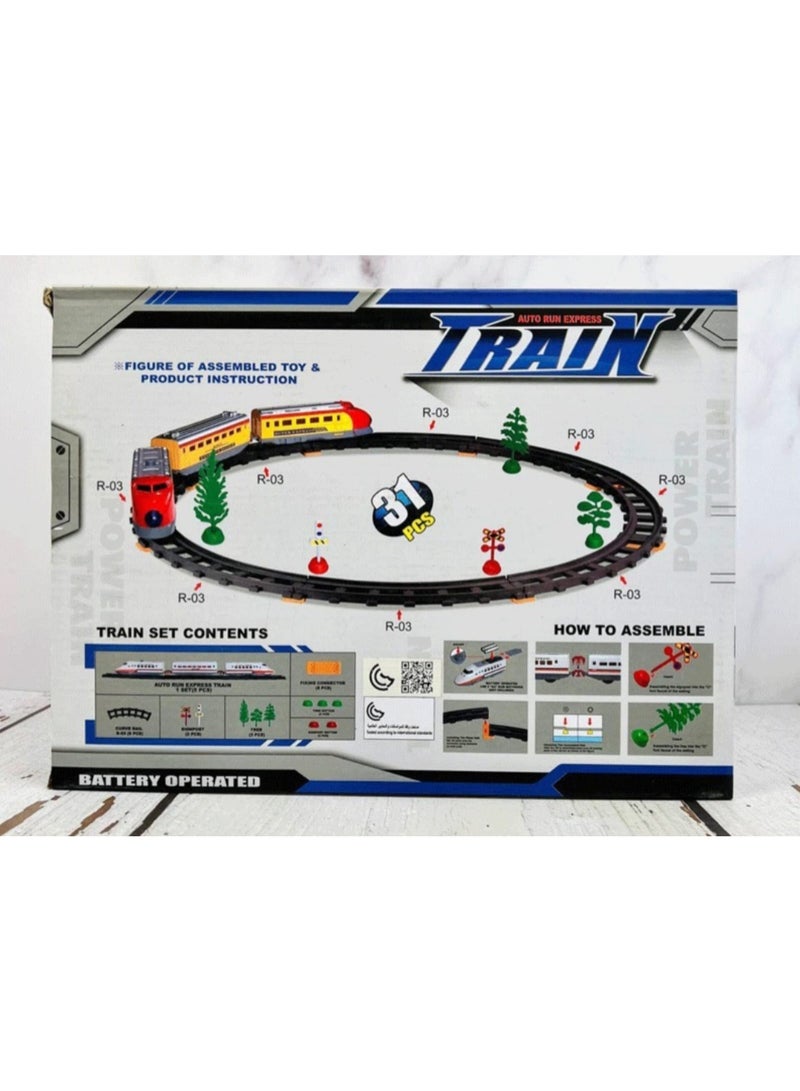 WAHA TOYS Battery Operated High-Speed Train Toy Set – 31 Pieces Railway Track Playset with Lights – Educational Building Train for Kids – Indoor Play & Gift for Children - Image 2