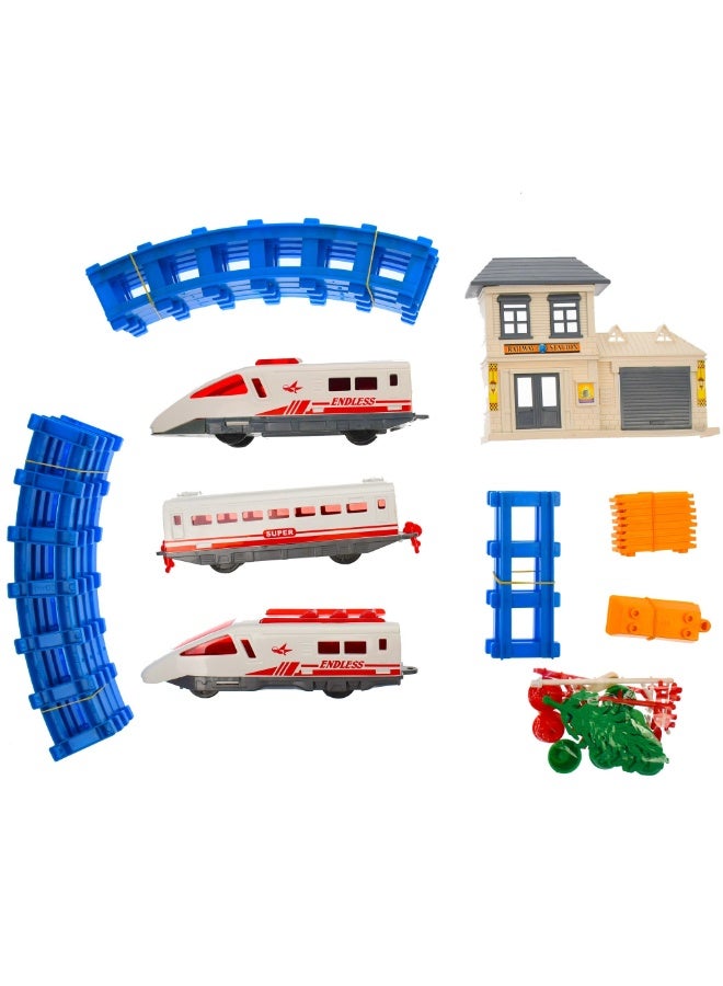 WAHA TOYS Battery Operated High-Speed Train Toy Set – 31 Pieces Railway Track Playset with Lights – Educational Building Train for Kids – Indoor Play & Gift for Children - Image 3