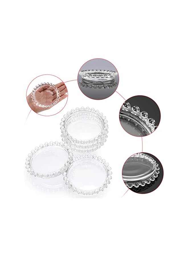 The Bros 5PCS Clear Glass Candle Plates Glass Pillar Candle Holder Plates, Transparent Glass Candle Coaster Holder Small Round Candle Trays for Pillar Candle Modern Candle Centerpiece for Table Wedding - Image 4