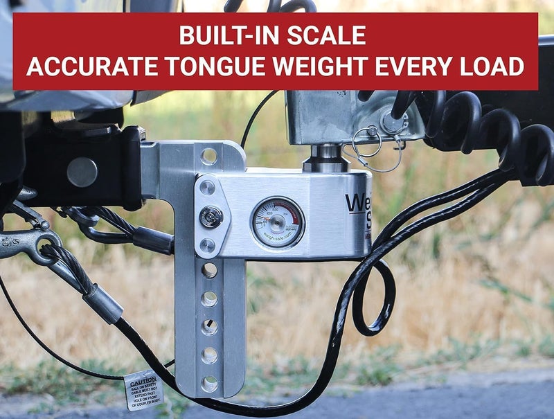 Weigh Safe Adjustable Trailer Hitch Ball Mount - 6" Drop Hitch for 2" Receiver with Keyed Alike Lock Set - Image 2