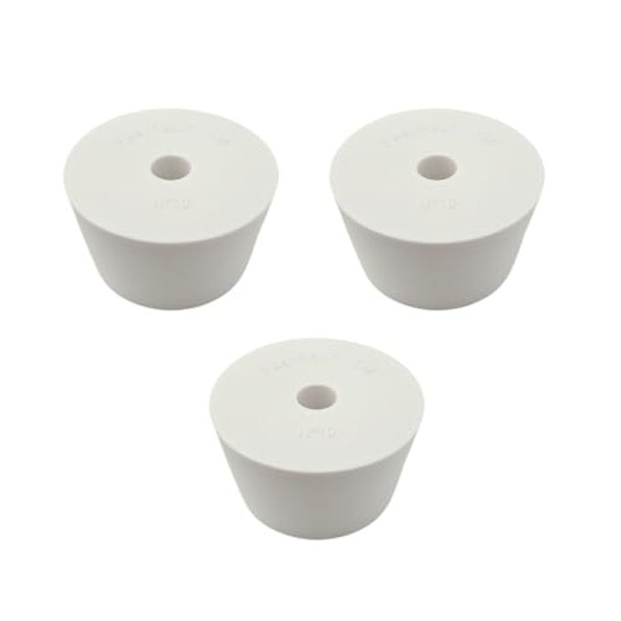 FastRack Drilled Rubber Stopper (#10-3 Pieces) | Solid Rubber Stopper Bungs for use with Fermentation Airlock | Durable Carboy Bung |Tapered Bung for Corking Home Brewing Glass Carboys - Image 1