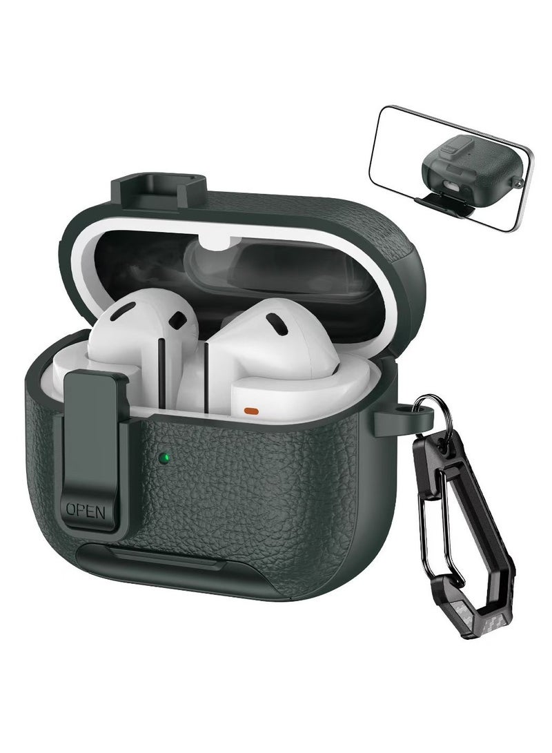ICARLUS Premium Leather Shockproof Protective Case with Holder/Keychain for AirPods 4