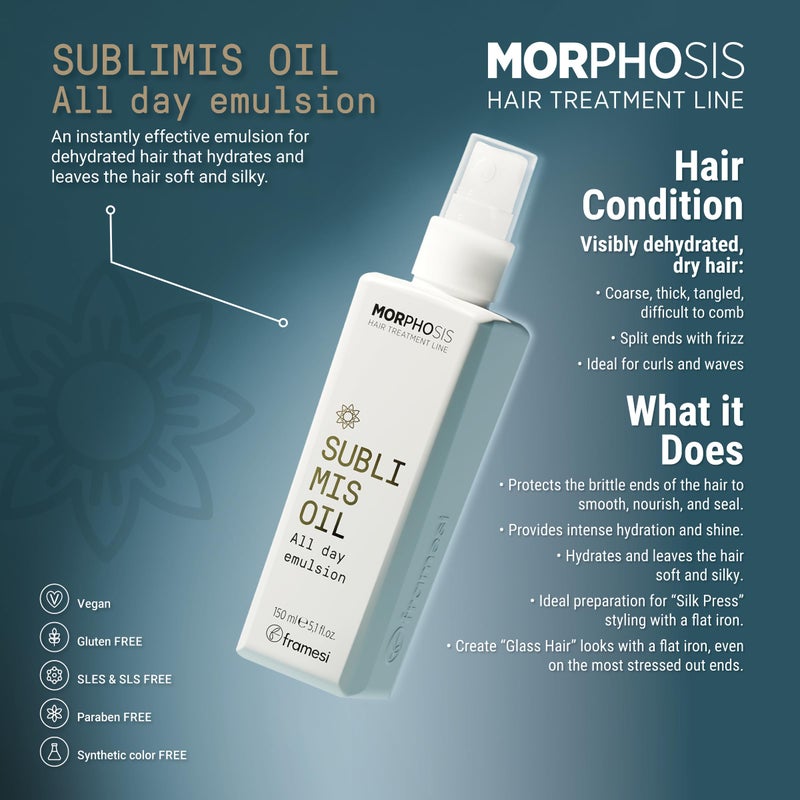 FRAMESI Morphosis Sublimis Oil All Day Hair Emulsion, 5.1 fl oz, Leave In Conditioner - Image 4
