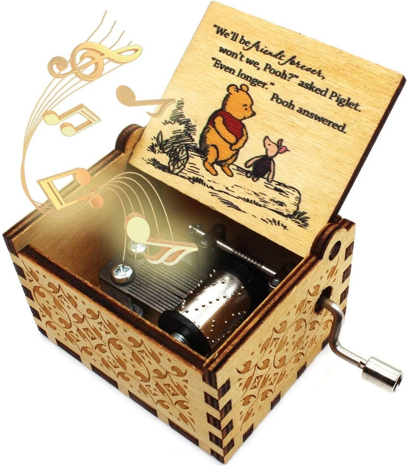 ukebobo Wooden Music Box - The Pooh Saying Music Box, Gift for Friend, Cousins, BFF, New Year's Gifts- 1 Set - Image 1