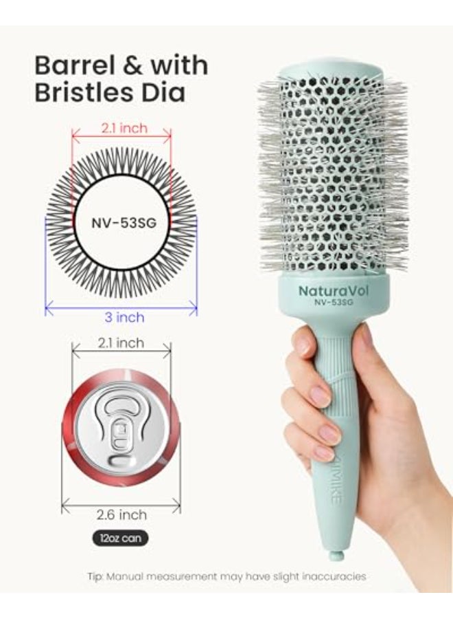 AIMIKE NaturaVol Round Brush for Blow Out Large Round Hair Brush with Nano Thermal Ceramic Tech for Fine HairFriendly Blow Drying Styling at Home Maximum Volume Shine21 Barrel 3 wBristle - Image 3