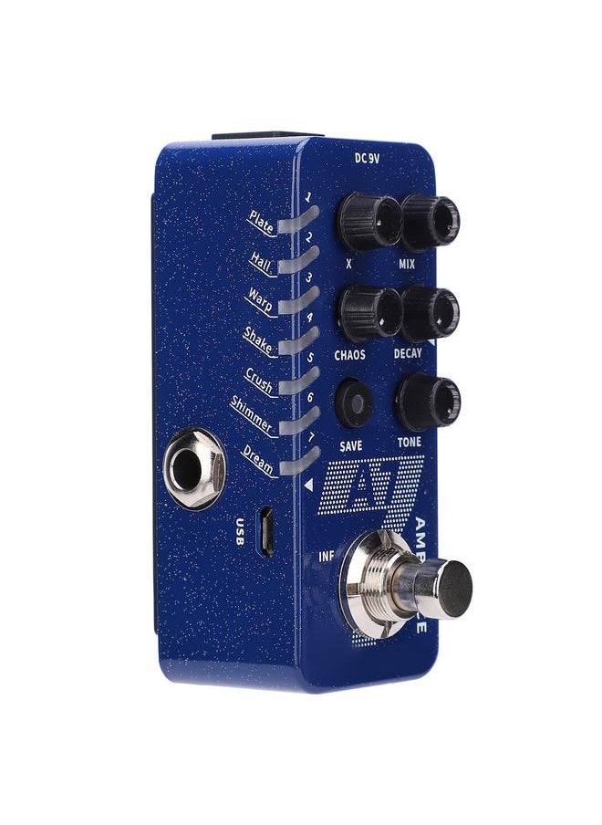 Reverb Effect Pedal Digital 7 Ambiance Guitar Built In Infinite Lasting Buffer Bypass for A7
