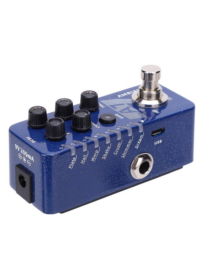 Reverb Effect Pedal Digital 7 Ambiance Guitar Built In Infinite Lasting Buffer Bypass for A7