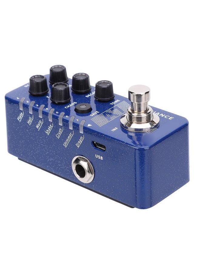 Reverb Effect Pedal Digital 7 Ambiance Guitar Built In Infinite Lasting Buffer Bypass for A7