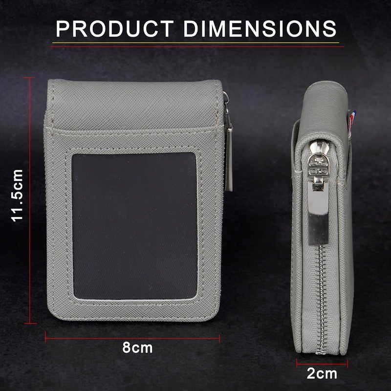 Storite Imported RFID PU Leather 9 Slot Vertical Credit Debit Card Holder Money Wallet Zipper Coin Purse for Men Women (Grey,11.5x2x8Cm) - Image 4
