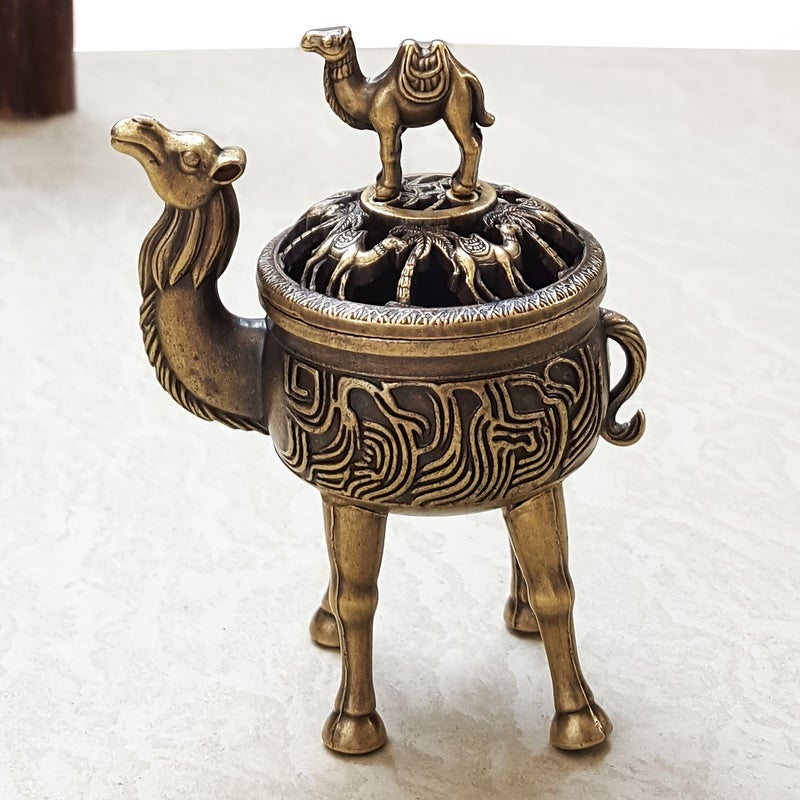 حامل البخور على شكل جمل يعزز الجماليات الداخلية، قطعة ديكورية تناسب المكاتب أو مداخل الدراسة، هدية مثالية للعام الجديد أو للانتقال إلى منزل جديد - Image 1