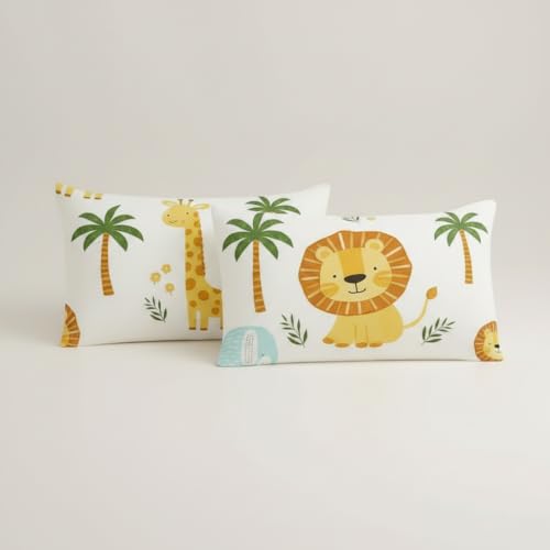 Filymore Cute Lion Double Bed Sheet for Queen Size Bed with 2 Pillow Covers for Kids Bedroom 240 TC Made with Pure Microfiber, Color Blue and Yellow (90x90 inches) - Image 3