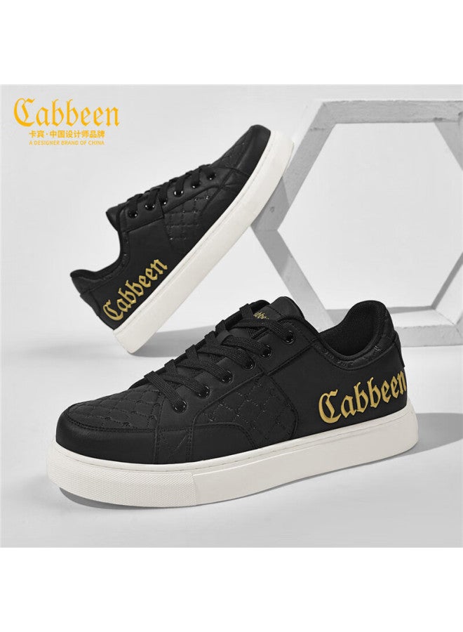 Cabbeen Men's Casual Shoes Autumn New Simple White Sneakers High-end Brand Black Sneakers Size 39