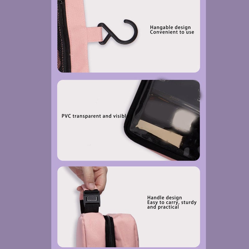 Foldable Hanging Travel Toiletry Bag Oxford Fabric Cosmetic Organizer For Women Men - Image 4