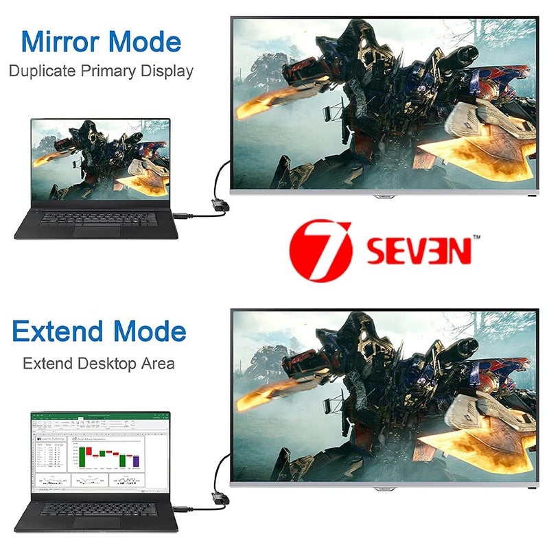 7-Seven محول 7SEVEN® DisplayPort (DP) إلى VGA، محول Display Port إلى VGA مطلي بالذهب (ذكر إلى أنثى) متوافق مع الكمبيوتر، سطح المكتب، اللابتوب، الكمبيوتر الشخصي، الشاشة، البروجيكتور، HDTV - أسود - Image 4