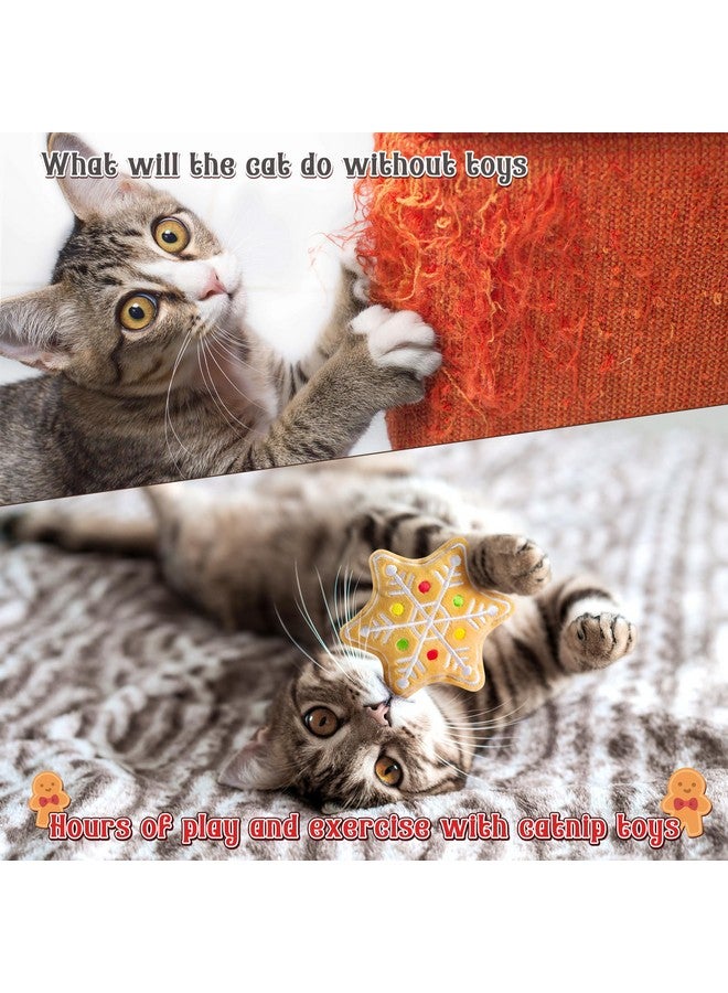 MALLMALL6 Catnip Toys for Cat - 5Pcs Christmas Gingerbread Catmint Interactive Cat Toy for Indoor Cats, Soft Plush Cat Supplies, Kitten Teething Chew Kick Toy Set, Pet Xmas Gifts for Cat Lover - Image 5