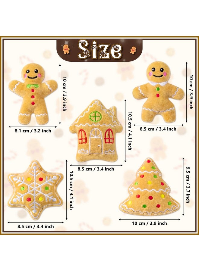 MALLMALL6 Catnip Toys for Cat - 5Pcs Christmas Gingerbread Catmint Interactive Cat Toy for Indoor Cats, Soft Plush Cat Supplies, Kitten Teething Chew Kick Toy Set, Pet Xmas Gifts for Cat Lover - Image 2