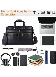 LAVERI LEATHER LAVERI Laptop Bag for Men - Leather Messenger Bag for Office - Fits up to 15 Inch Laptop - Shoulder Bag with Multiple Compartments - Executive Leather Bag for Work/Travel/Casual  - 2816  - Image 3