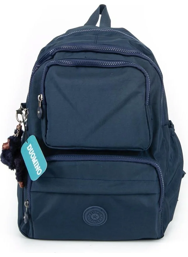 Duomino Crinkle Fabric Water Resistant Large Size Navy Blue Crinkle Backpack/laptop School Bag