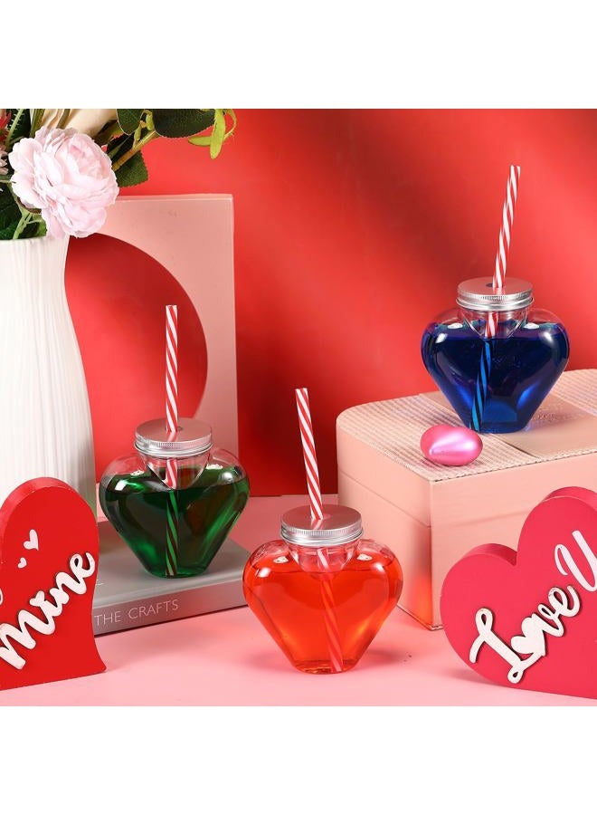 Willinglong 10 oz Valentine's Day Heart Shaped Cups with Lids and Straws Plastic Heart Drink Bottle Clear Plastic Tumblers Clear Drinking Cocktail Cups for Valentine's Day Birthday Party (24 Pcs) - Image 4