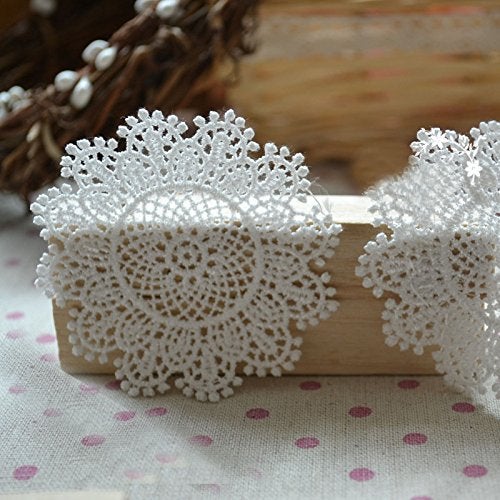 IRIZ 20 PCS of Circular Snowflake Embroidery Lace Applique 7cm x 7cm - Image 2