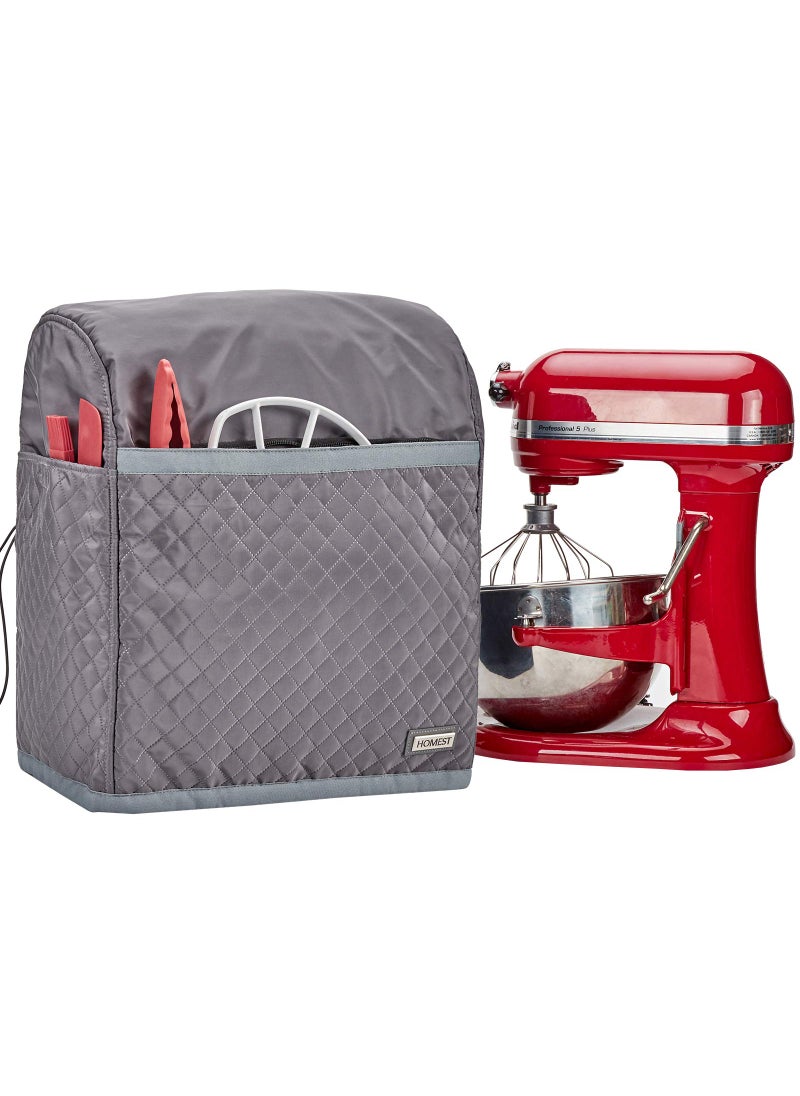HOMEST HOMEST Stand Mixer Quilted Dust Cover with Pockets Compatible with KitchenAid 678 Quart Bowl Lift Grey Patent Design 