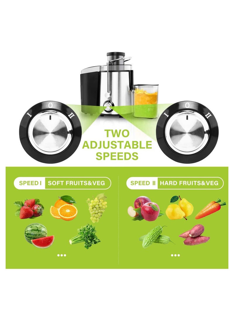 Juicer Machines,Juicer,Large 3 Inch Feed Chute for Whole Fruits and Vegetables,Faster Juicers Dual Speed,Juice