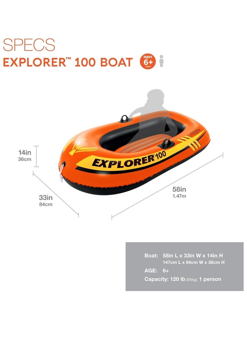 انتكس قارب اكسبلورر 100 القابل للنفخ يتسع لشخص واحد بحجم 147×84×36 سم.، فينيل - Image 3
