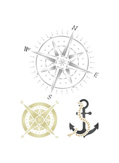 Usnyabni Compass Layering Stencil, 4.5 x 6.5 inch - Nautical Stencil MaskStencils by CRAFT KREATIVELY  - Image 1