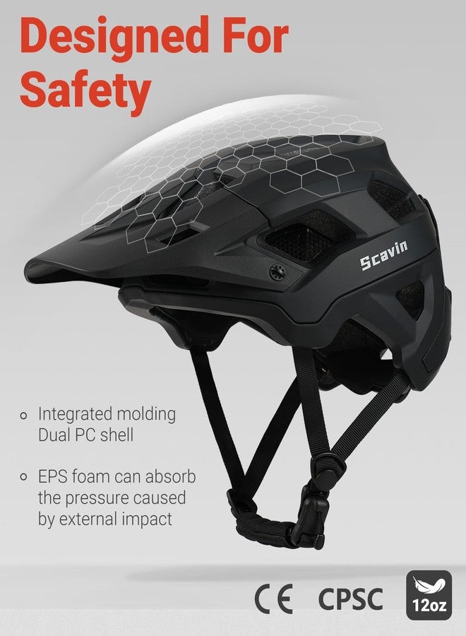 Scavin Bike Helmet for Adult, Moutain Road Bicyle Helmet Certified Adjustable MTB Cycling Helmet with Removable Visor and EPS Foam Interior, Lightweight Impact Protection for Men & Women - Image 3