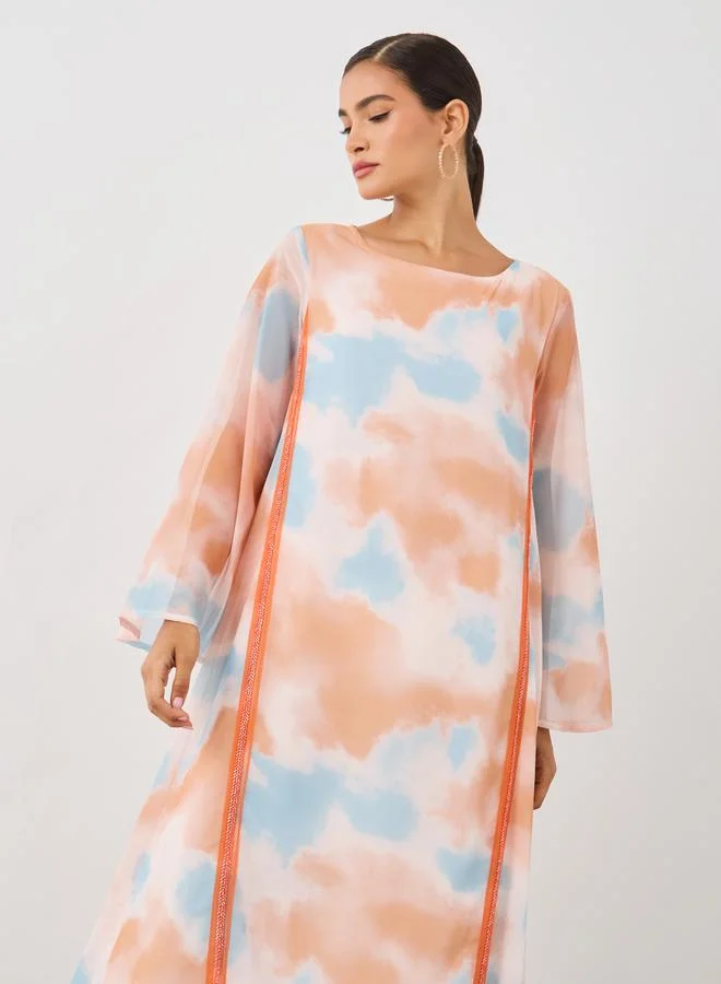 Take Two Take Two Printed Long Sleeve A-Line Jalabiya