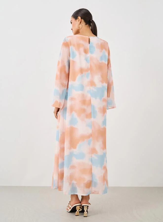 Take Two Take Two Printed Long Sleeve A-Line Jalabiya