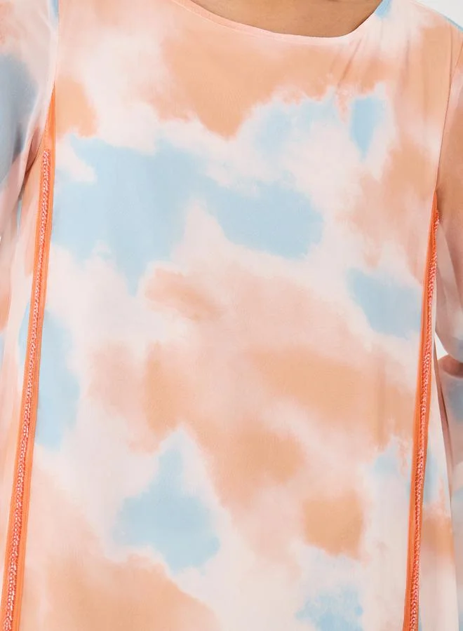 Take Two Take Two Printed Long Sleeve A-Line Jalabiya