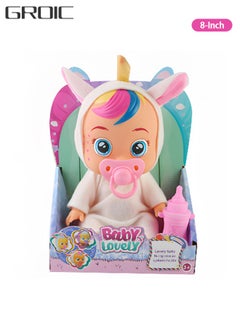GROIC 8 Inch Cute Cry Baby Doll Dreamy Interactive Realistic 3D Simulation Baby Doll, Normal, Drink and Cry Little Dolls with 4 Emotions Baby Sounds  - Image 1