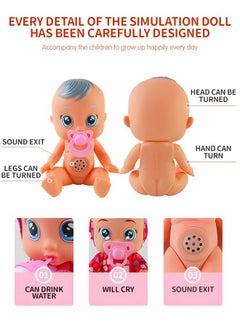 GROIC 8 Inch Cute Cry Baby Doll Dreamy Interactive Realistic 3D Simulation Baby Doll, Normal, Drink and Cry Little Dolls with 4 Emotions Baby Sounds  - Image 3