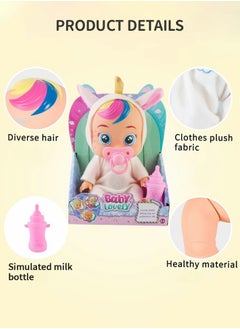 GROIC 8 Inch Cute Cry Baby Doll Dreamy Interactive Realistic 3D Simulation Baby Doll, Normal, Drink and Cry Little Dolls with 4 Emotions Baby Sounds  - Image 2