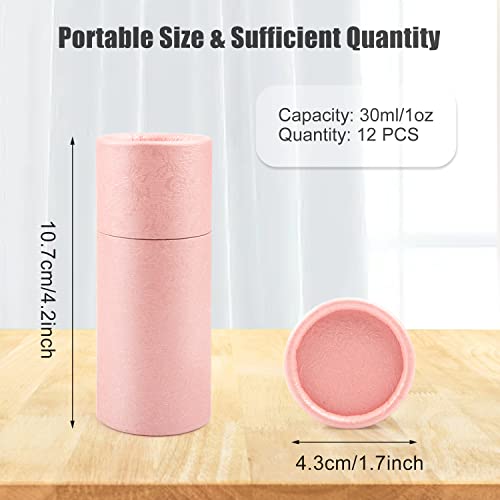 Cositina 12 Pack 30ml Empty Kraft Paper Tubes Round Kraft Paperboard Jar Containers Cardboard Essential Oil Bottle Tube Box with Lid for Tea Coffee Cosmetic Crafts Gift Packaging - Pink - Image 2