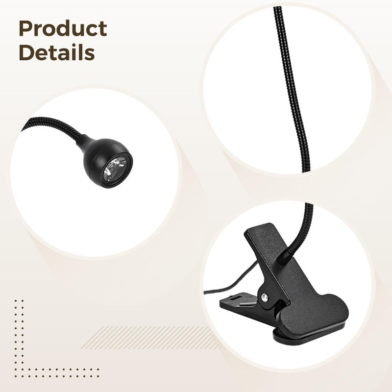 USB Gooseneck Nail Lamp Adjustable Clip On For Gel Curing Black - Image 5