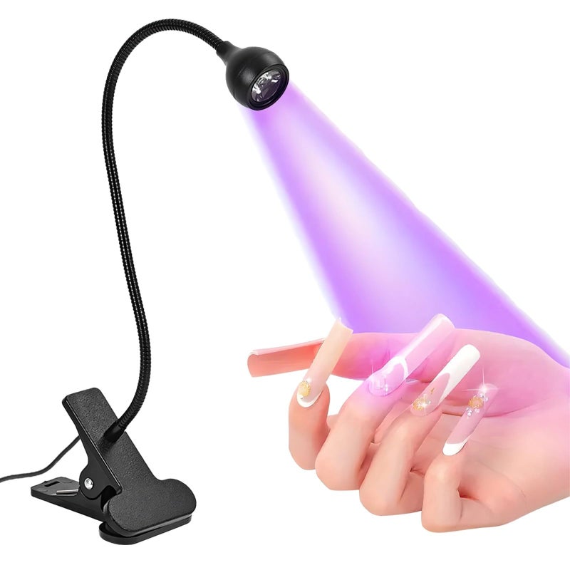 USB Gooseneck Nail Lamp Adjustable Clip On For Gel Curing Black - Image 2