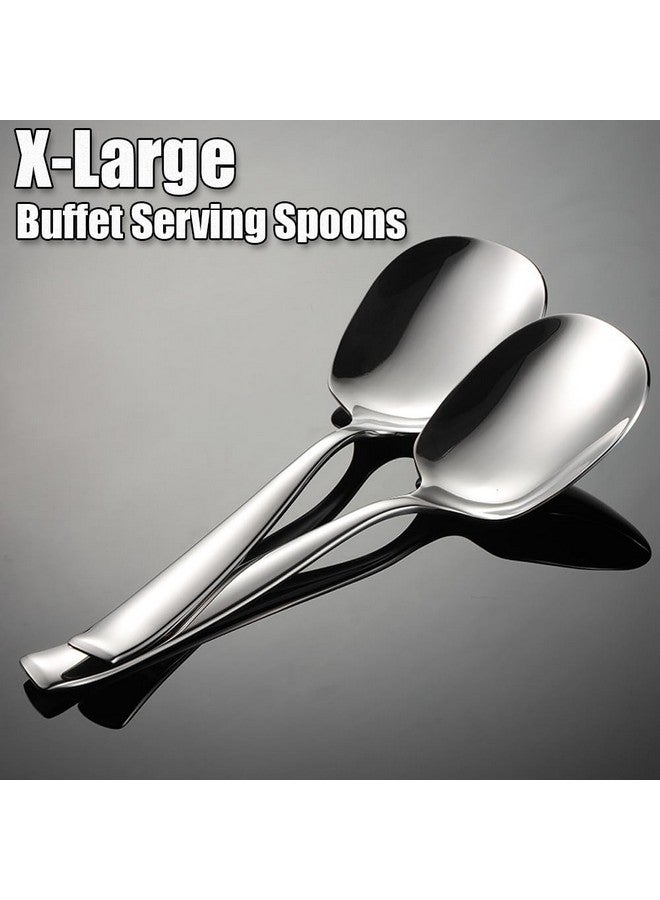 Wenkoni X-Large Buffet Serving Spoons,Heavy Duty Square head Spoons,9.5X2.8 inches 316L Stainless Steel Serving Spoons Pack of 2,Silver - Image 3