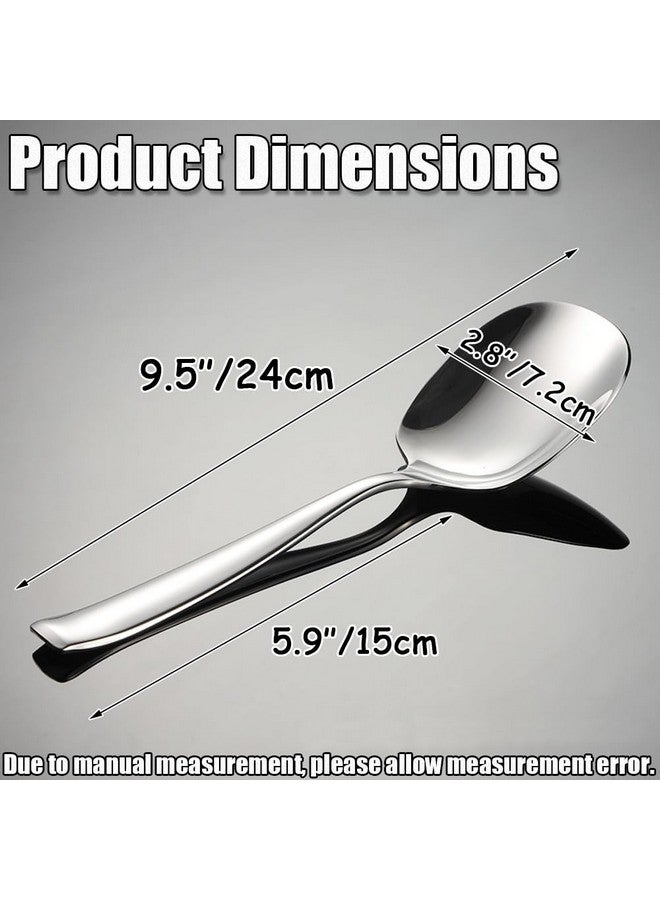Wenkoni X-Large Buffet Serving Spoons,Heavy Duty Square head Spoons,9.5X2.8 inches 316L Stainless Steel Serving Spoons Pack of 2,Silver - Image 2